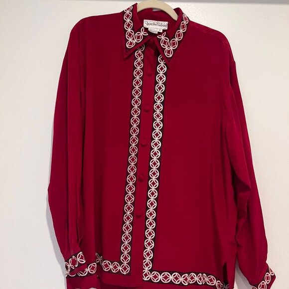 Stunning Vintage 90's DVF Silk Embroidered Blouse - Picture 11 of 11